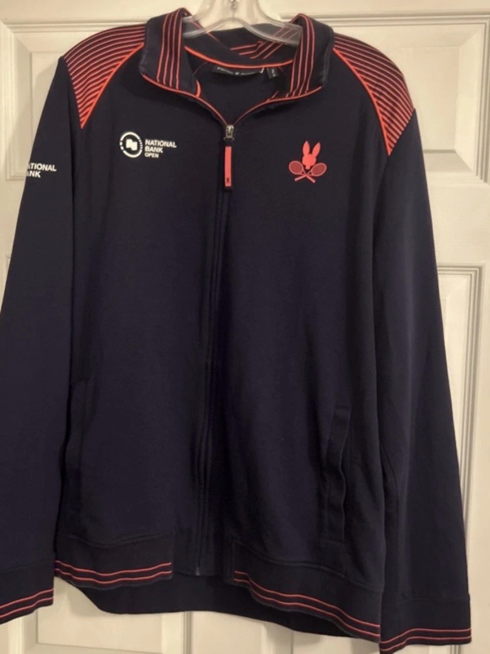 Men's Navy Psycho Bunny National Bank open zip up